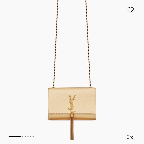 Saint Laurent KATE METALLIC LEATHER SHOULDER BAG in calfskin gold - Picture 2 of 5